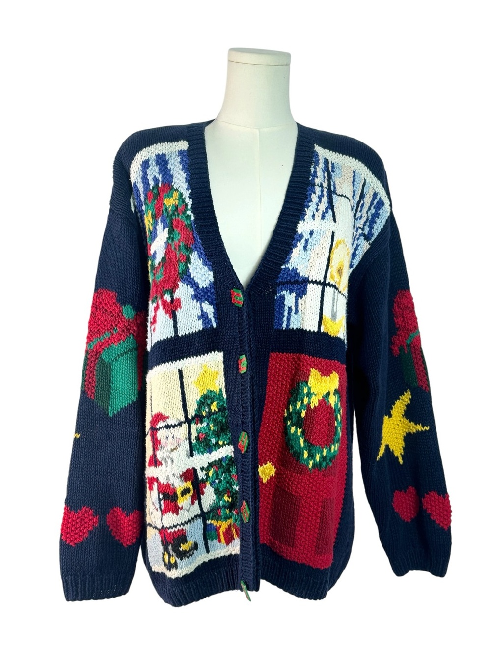 Vintage 90s Alexandra Bartlett Christmas Cardigan Sweater Medium